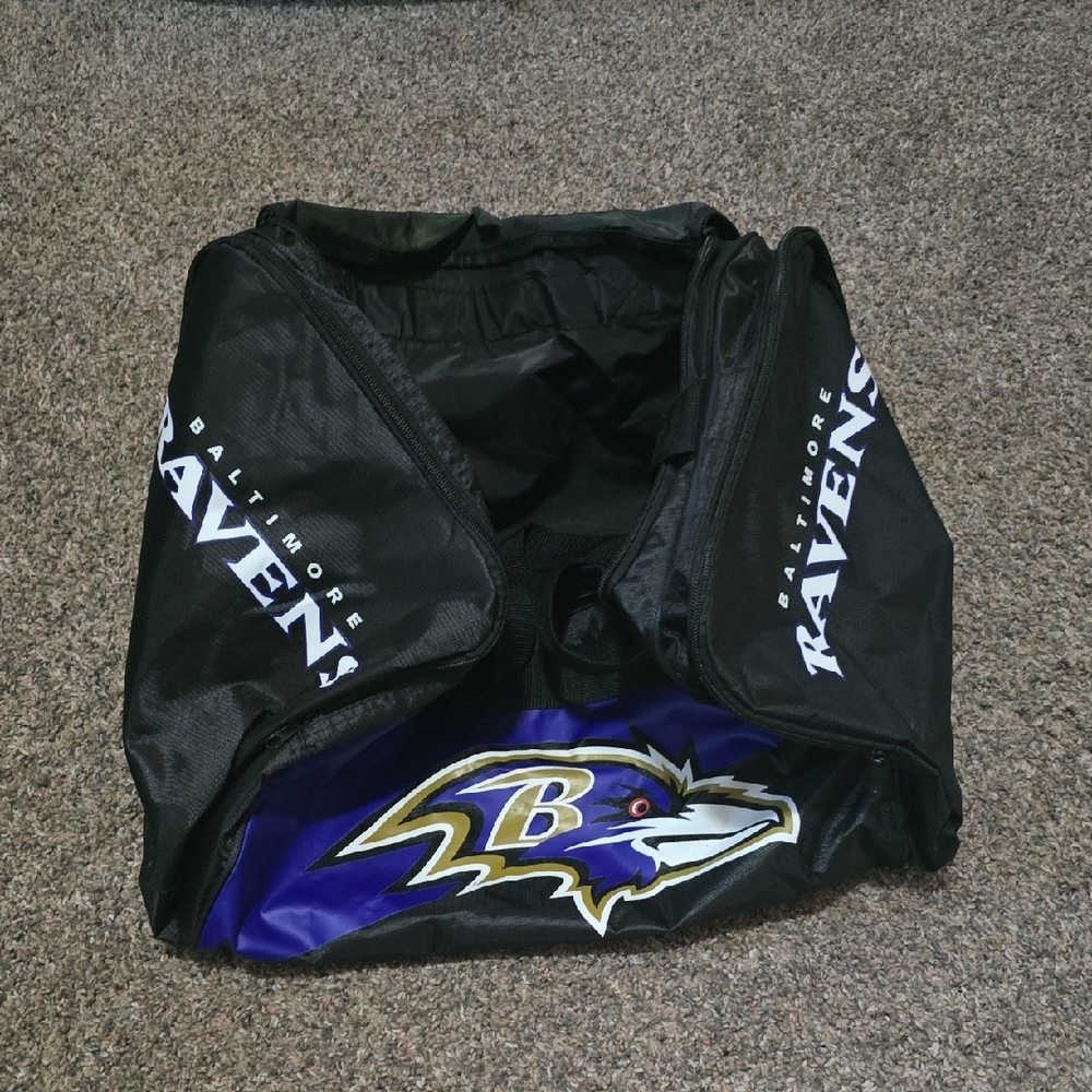 NFL Baltimore Ravens Black and Purple Duffel Bag